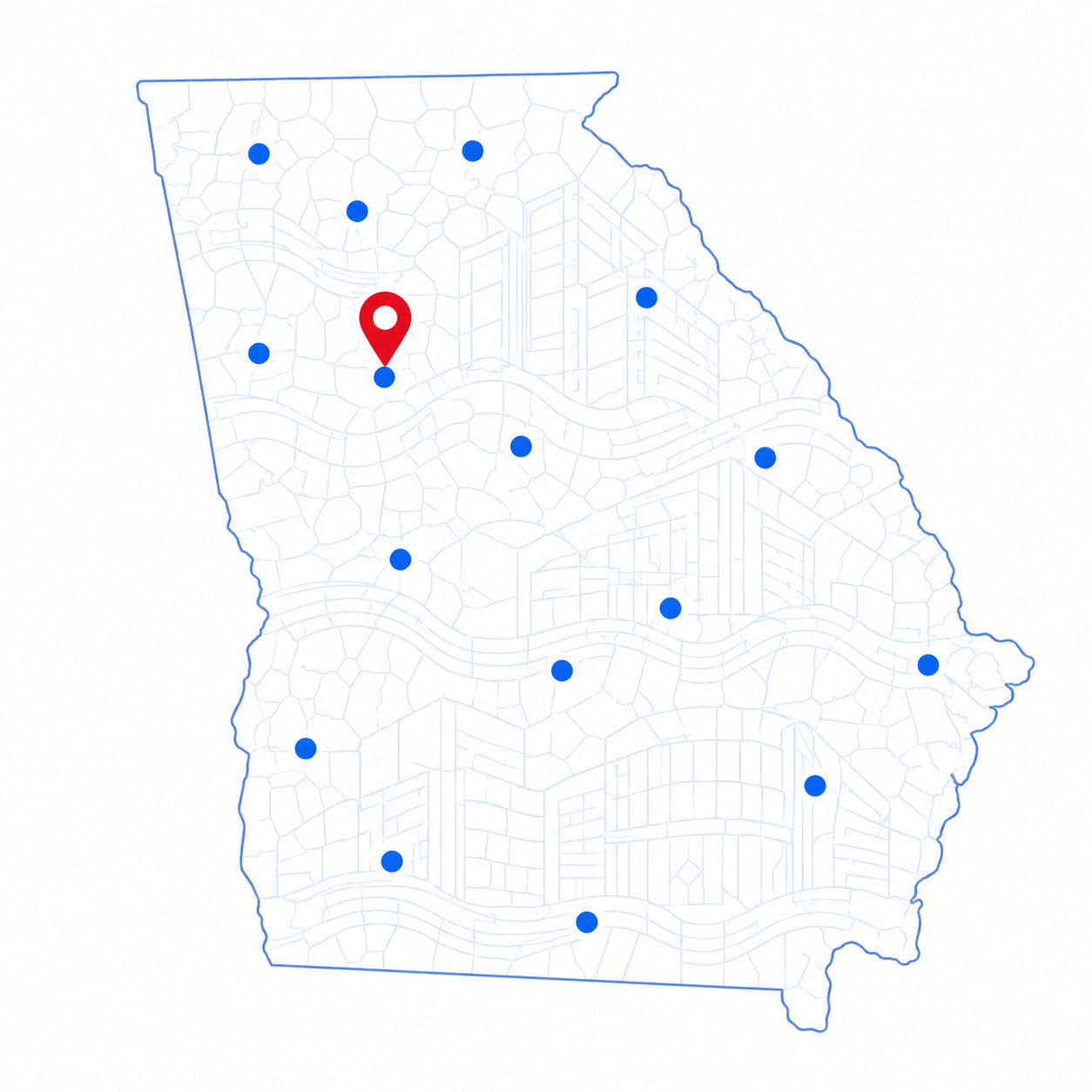 Georgia city and county service area map